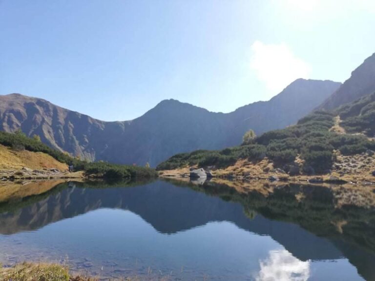 Rohacske Pleso a glacial lake located in Western Tatras, photo taken in autumn